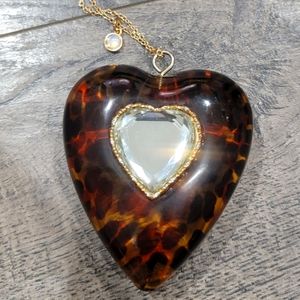 📌BOGO FREE📌 Large Leopard Print Translucent Heart Necklace